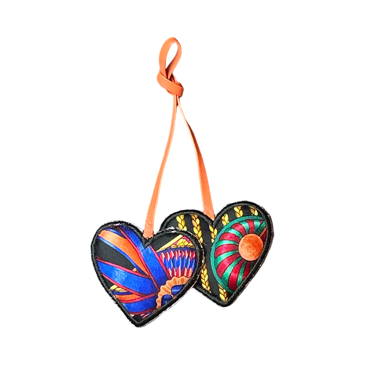 Rubans du Cheval Noir Scarf Double Heart Bag Charm