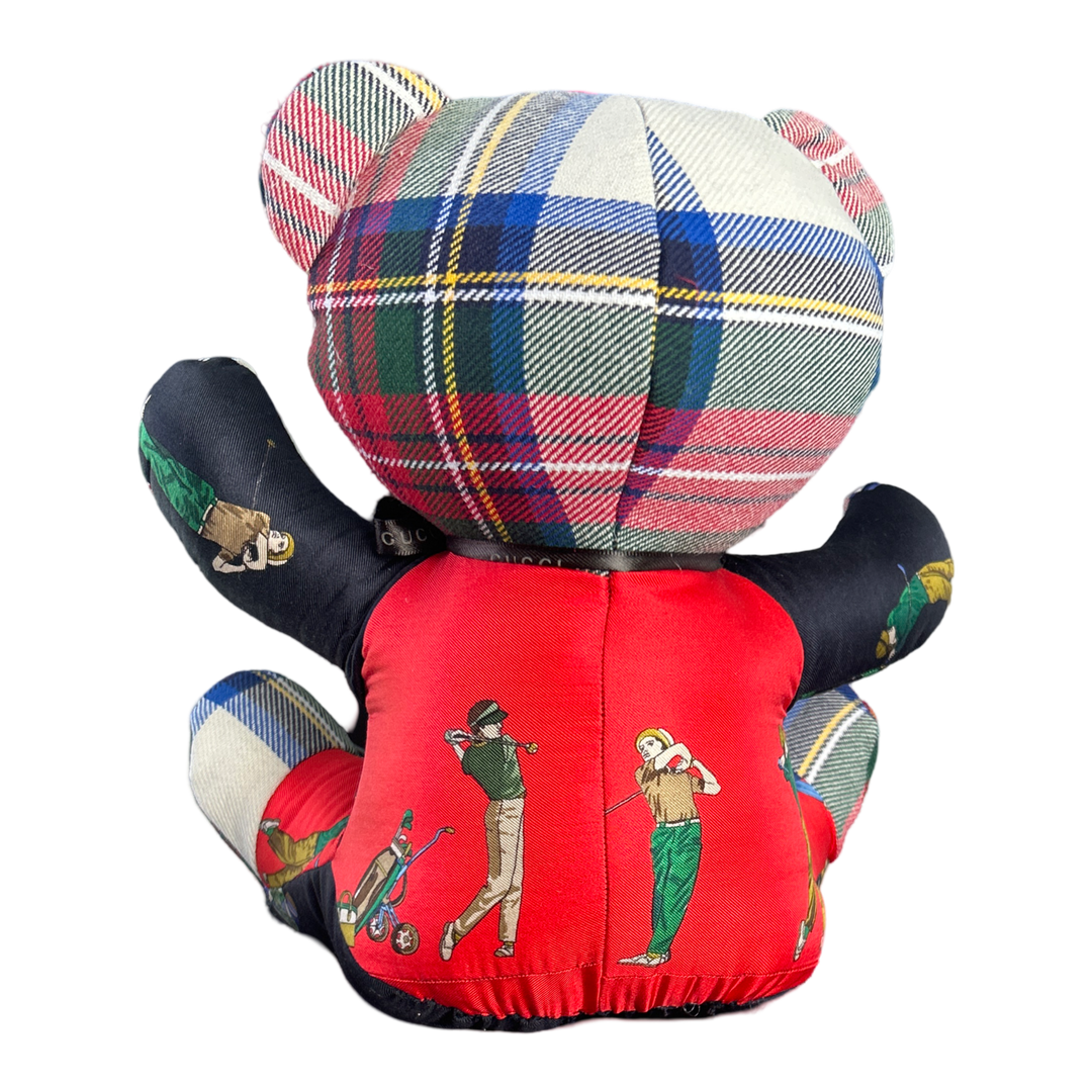 Tee Time Vintage Silk Scarf Patchwork Teddy Bear