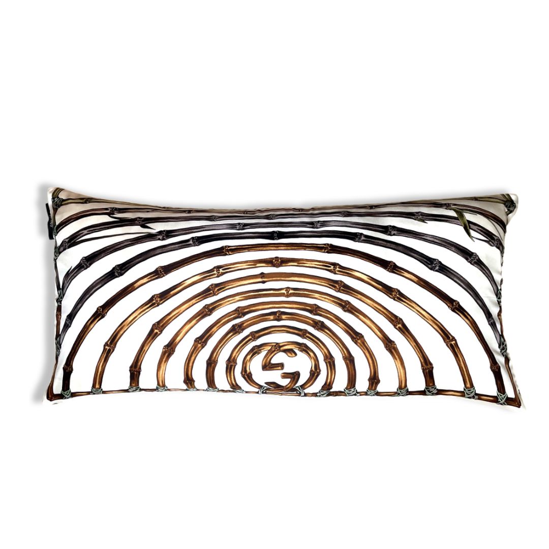 Amazone Vintage Silk Scarf Lumbar Pillow 35"