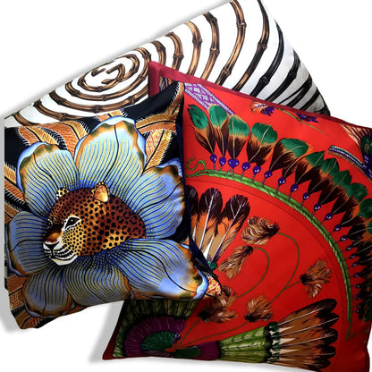Amazone Vintage Silk Scarf Lumbar Pillows 35"