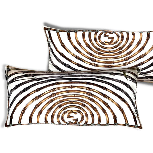 Vintage Gucci Pillow Amazone Vintage Silk Scarf Lumbar Pillows 35" at Vintage Luxe Up