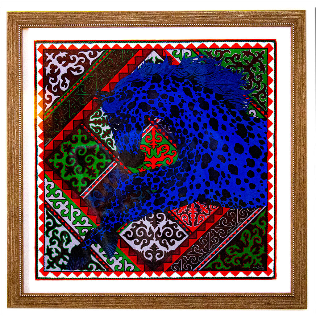 Framed Hermes Scarf Appaloosa des Steppes Framed Vintage Silk Scarf 21" Vintage Hermes at Vintage Luxe Up