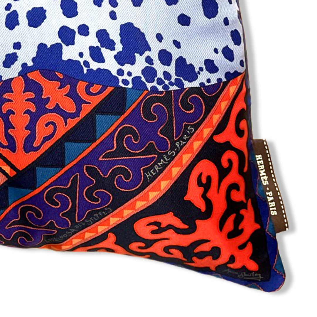 Appaloosa des Steppes Vintage Silk Scarf Pillow 17"