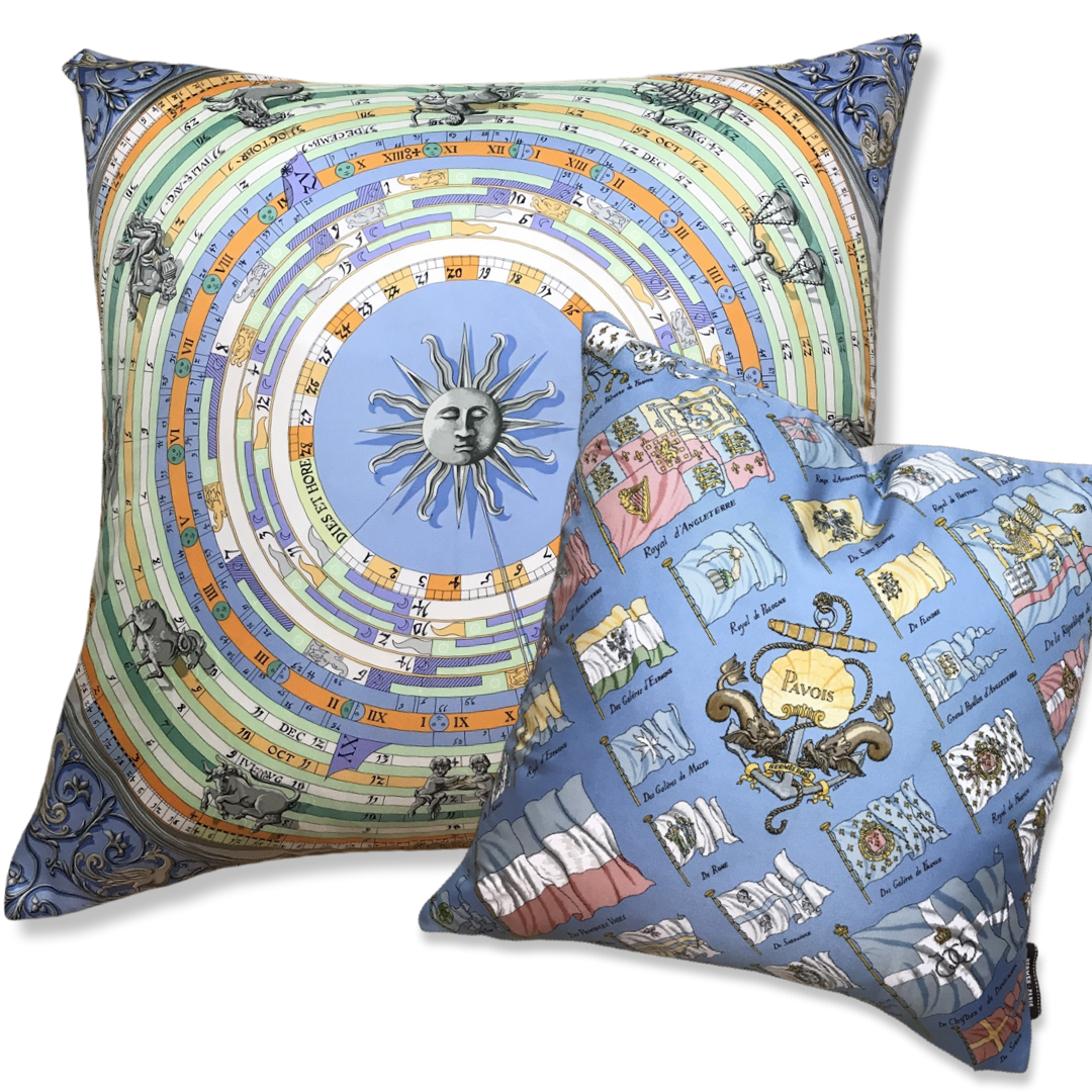 Astrologie Dies et Hore Vintage Silk Scarf Pillow 30"
