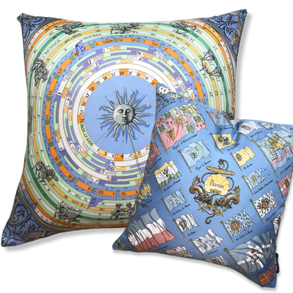 Astrologie Dies et Hore Vintage Silk Scarf Pillow 30"