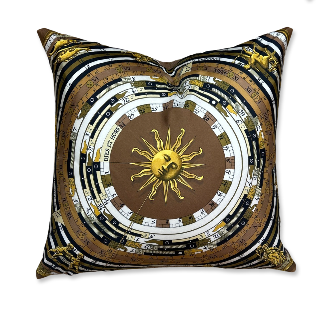 Astrologie Dies et Hore Vintage Silk Scarf Pillows 24"