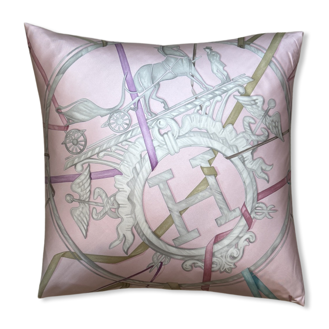 Attrape Tes Reves Pink Vintage Silk Scarf Pillow 24"