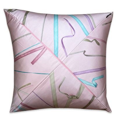 Attrape Tes Reves Pink Vintage Silk Scarf Pillow 24"