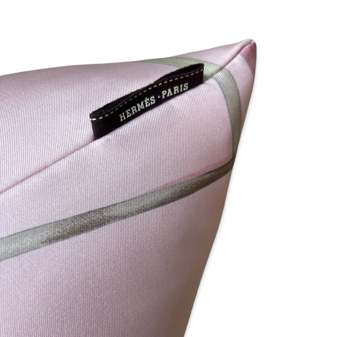 Attrape Tes Reves Pink Vintage Silk Scarf Pillow 24"