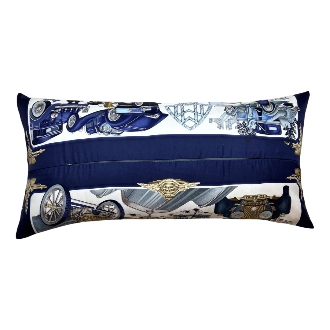 Automobile Vintage Silk Scarf Lumbar Pillow 35"