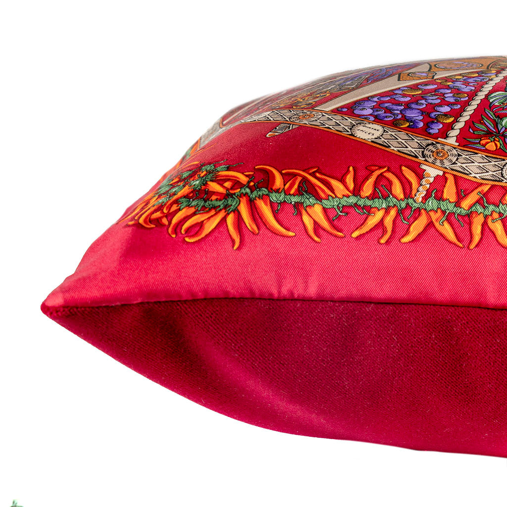 Aux Pays des Epices Vintage Silk Scarf Pillow 17"