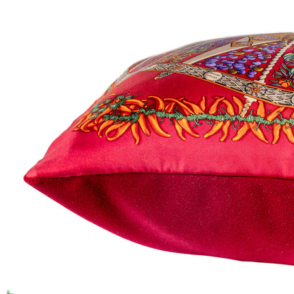 Aux Pays des Epices Vintage Silk Scarf Pillow 17"