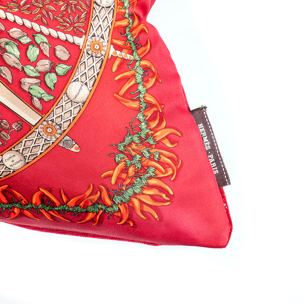 Aux Pays des Epices Vintage Silk Scarf Pillow 17"