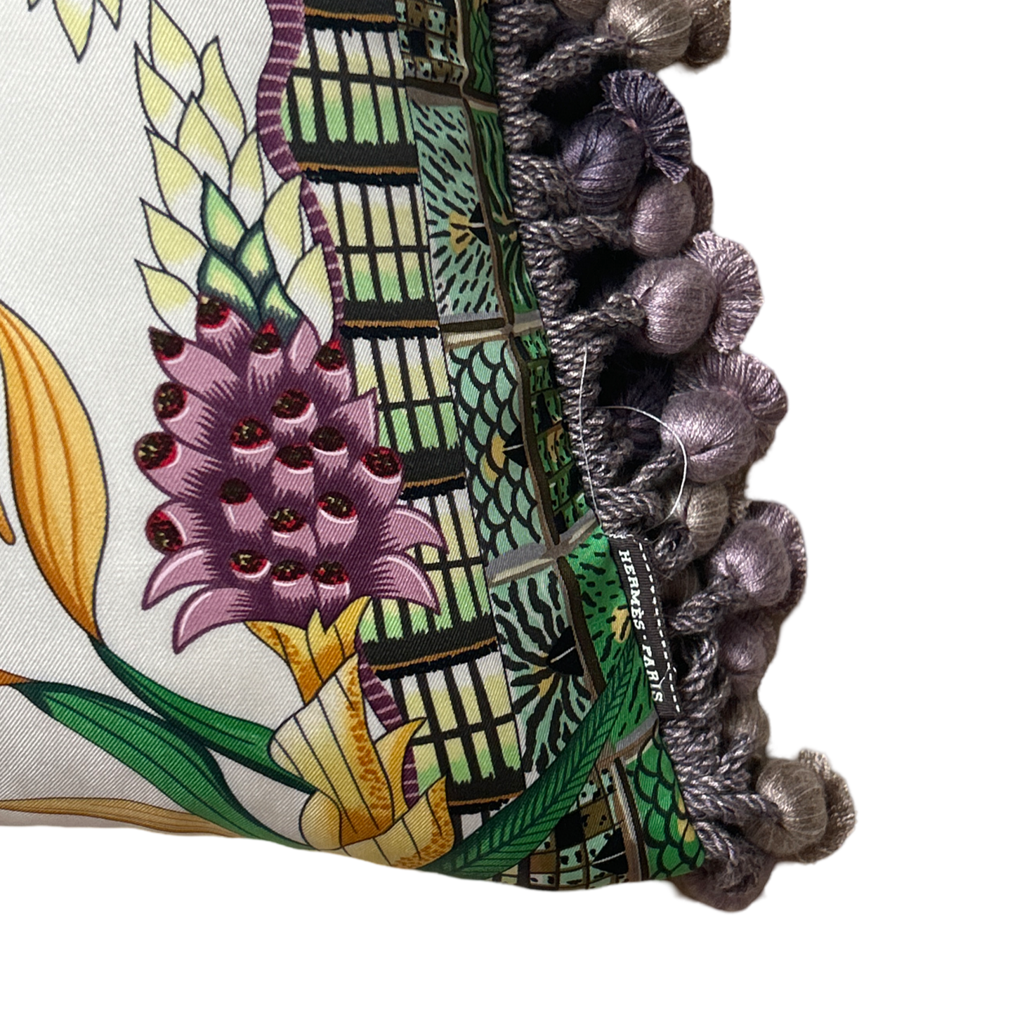 Marche du Zambeze Vintage Silk Scarf Lumbar Pillow 35"