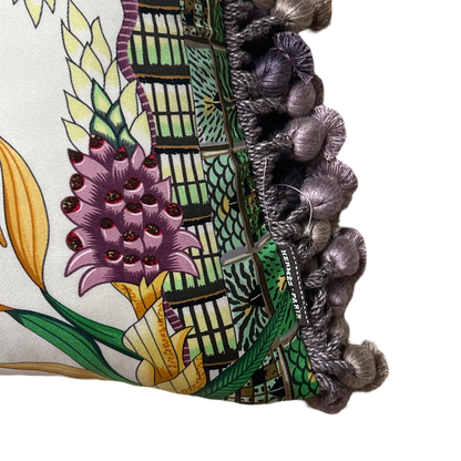 Marche du Zambeze Vintage Silk Scarf Lumbar Pillow 35"