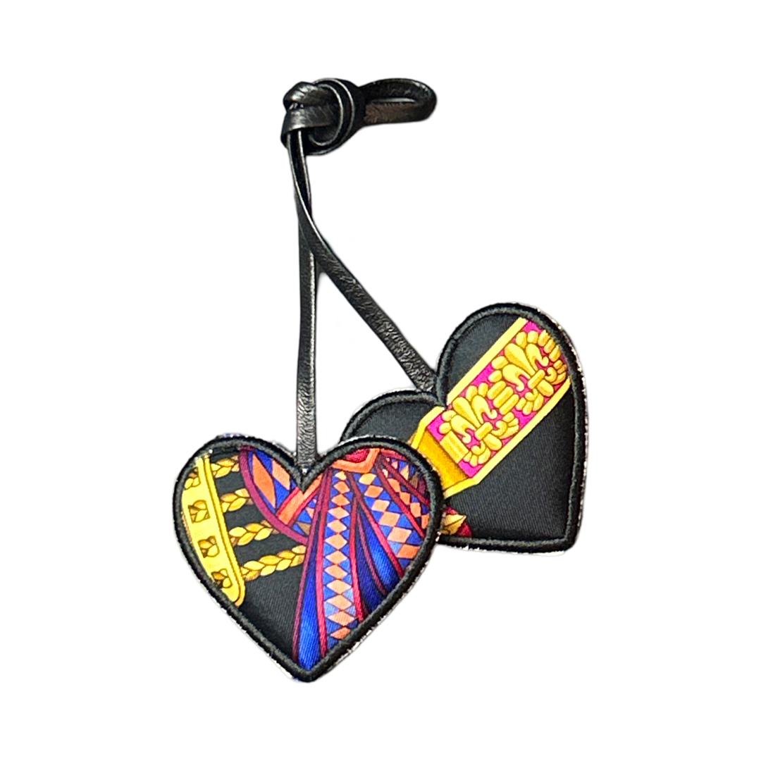 Rubans du Cheval Noir Scarf Double Heart Bag Charm