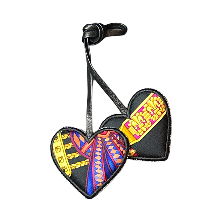 Rubans du Cheval Noir Scarf Double Heart Bag Charm