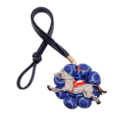 Horsebit Print Jockey Vintage Silk Necktie Bag Charm