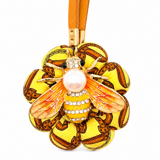 Belt & Chain Bumblebee Vintage Silk Necktie Bag Charm