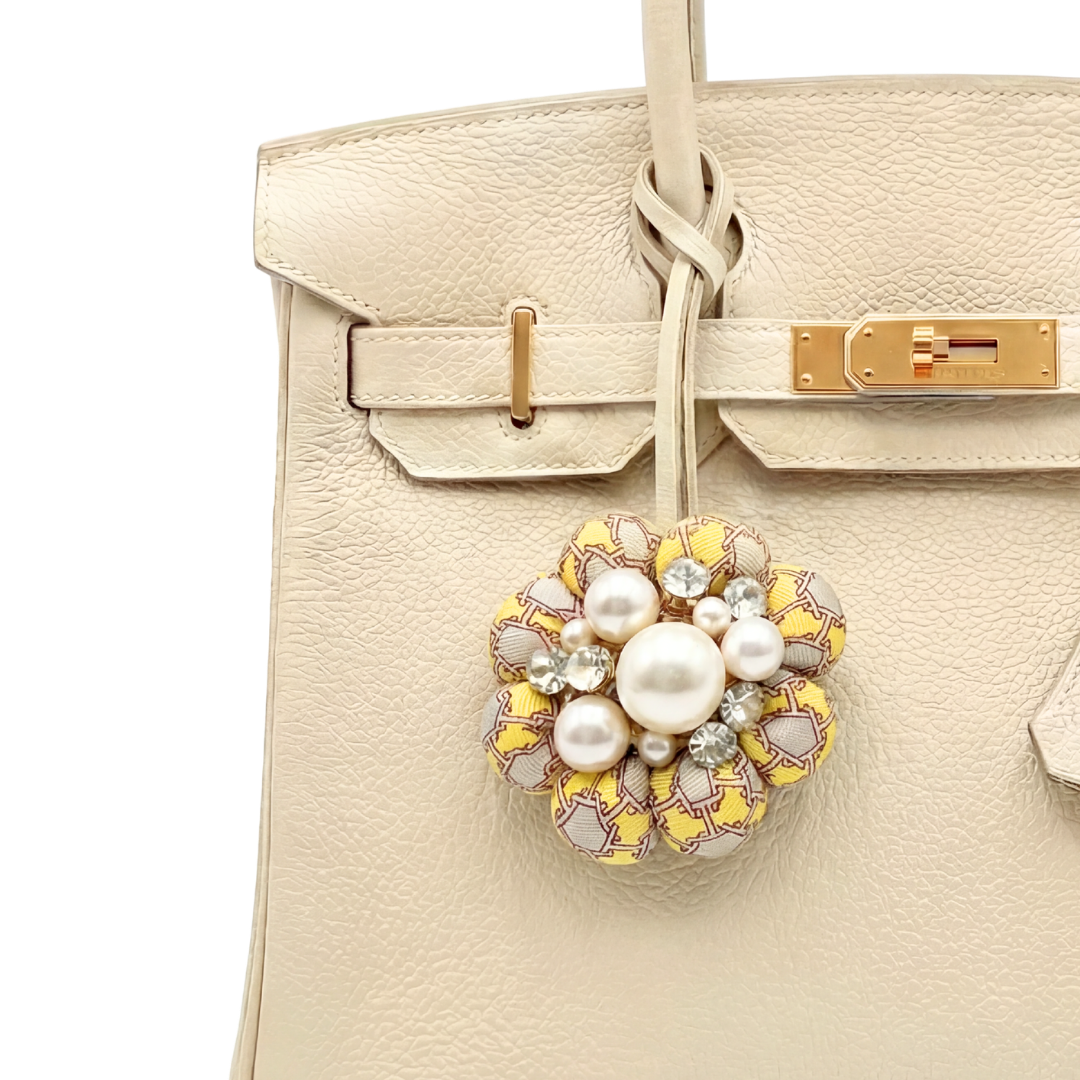 H Chain Vintage Silk Necktie Bag Charm