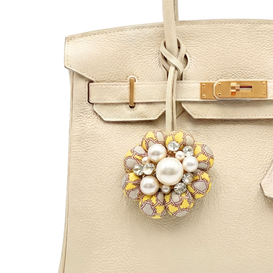 H Chain Vintage Silk Necktie Bag Charm