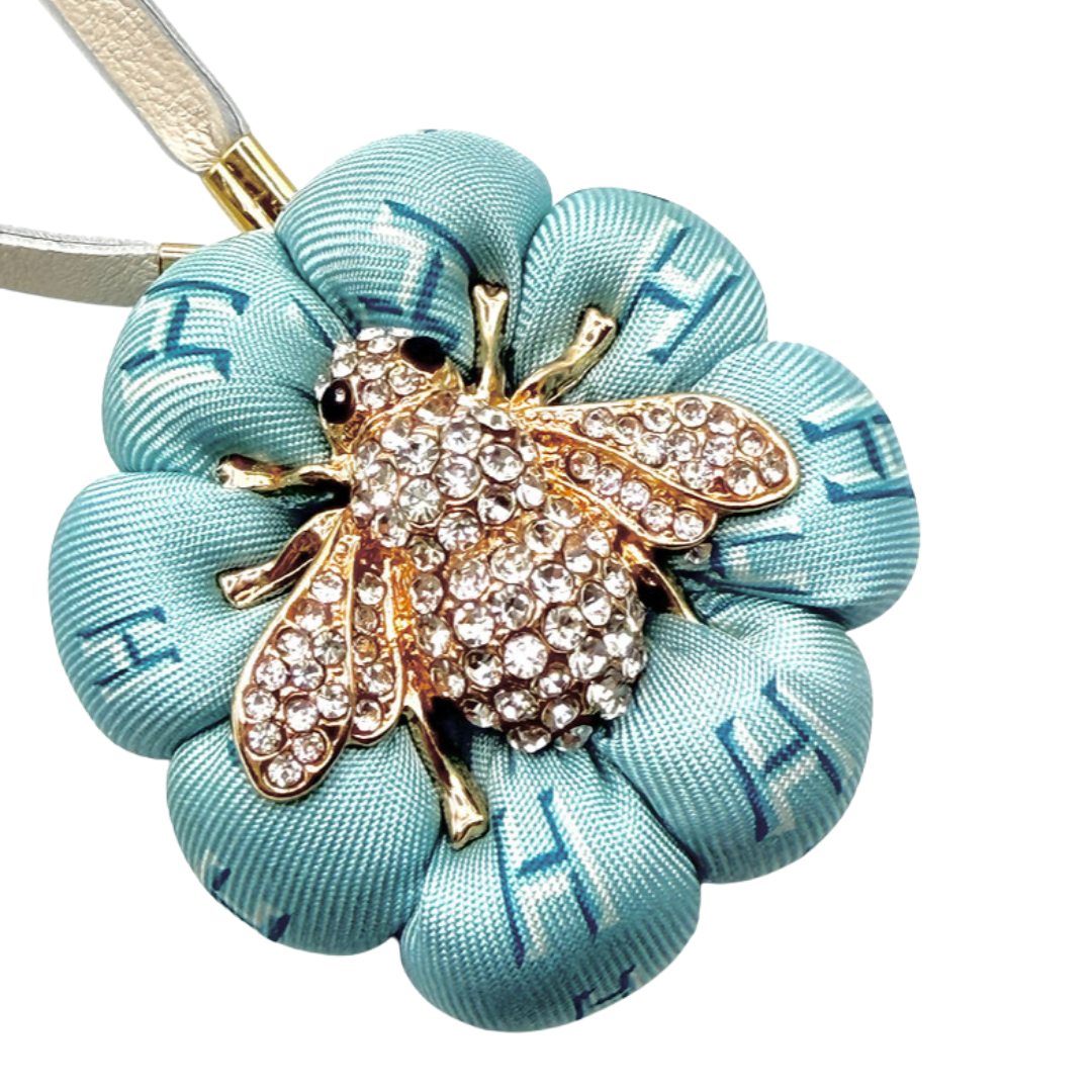 H Print Bumblebee Vintage Silk Necktie Bag Charm