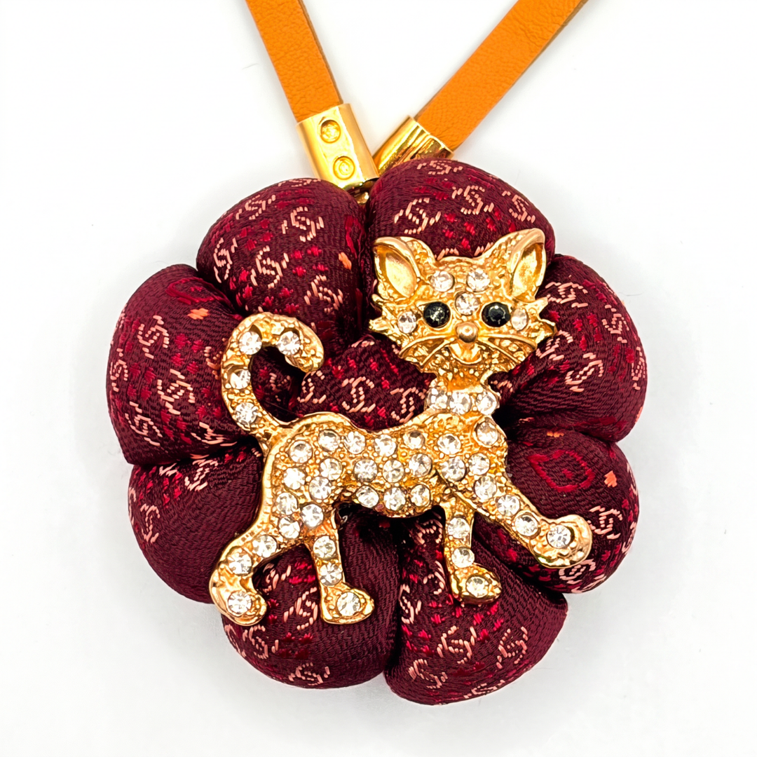 CC Kitten Vintage Silk Necktie Bag Charm