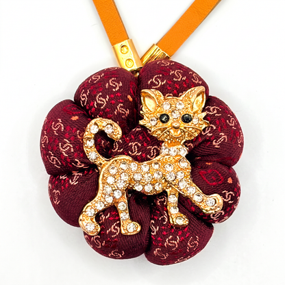 CC Kitten Vintage Silk Necktie Bag Charm