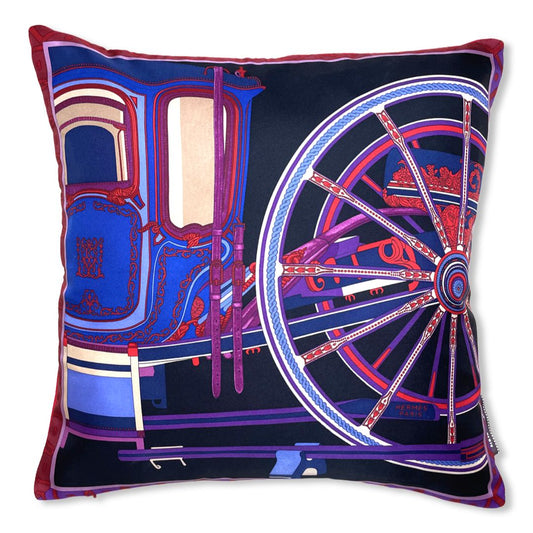 Vintage Hermes Pillow Balade en Berline Silk Scarf Pillow 17" at Vintage Luxe Up