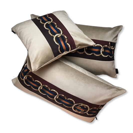 Vintage Gucci Pillow Bamboo Ribbon Vintage Silk Scarf Pillows at Vintage Luxe Up