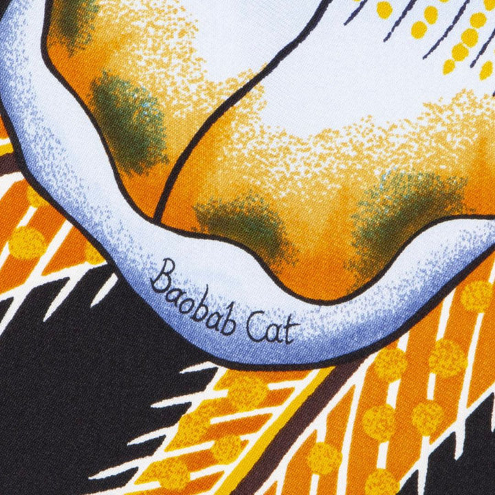 Baobab Cat Noir Vintage Silk Scarf Pillow 19"