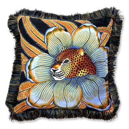 Vintage Hermes Pillow Baobab Cat Noir Vintage Silk Scarf Pillow 19" at Vintage Luxe Up