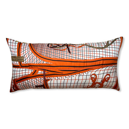 Bete de Concours Vintage Silk Scarf Lumbar Pillow 35"