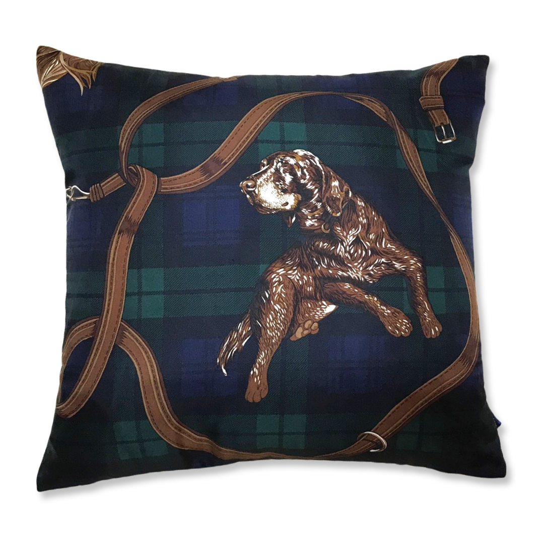 Black Watch Tartan Best In Show Vintage Silk Scarf Pillows 18"