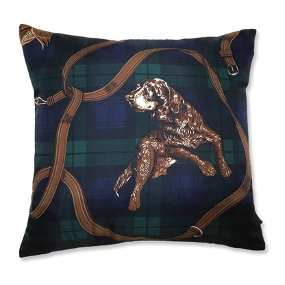 Black Watch Tartan Best In Show Vintage Silk Scarf Pillows 18"