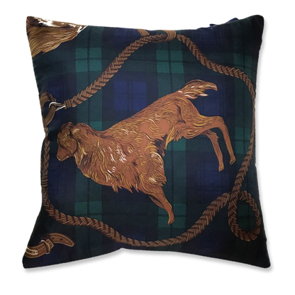 Black Watch Tartan Best In Show Vintage Silk Scarf Pillows 18"