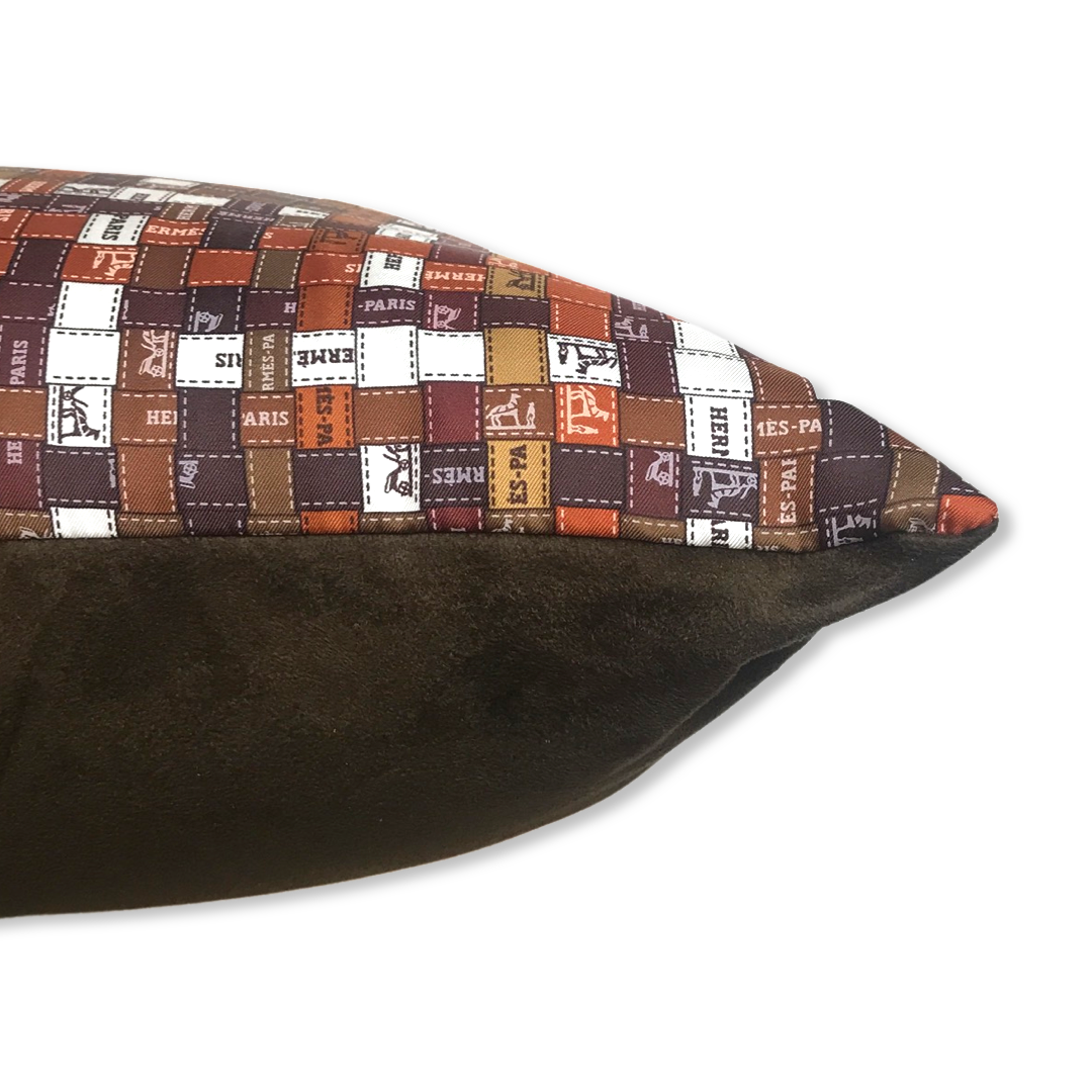 Bolduc Au Carré Vintage Silk Scarf Lumbar Pillow 35"