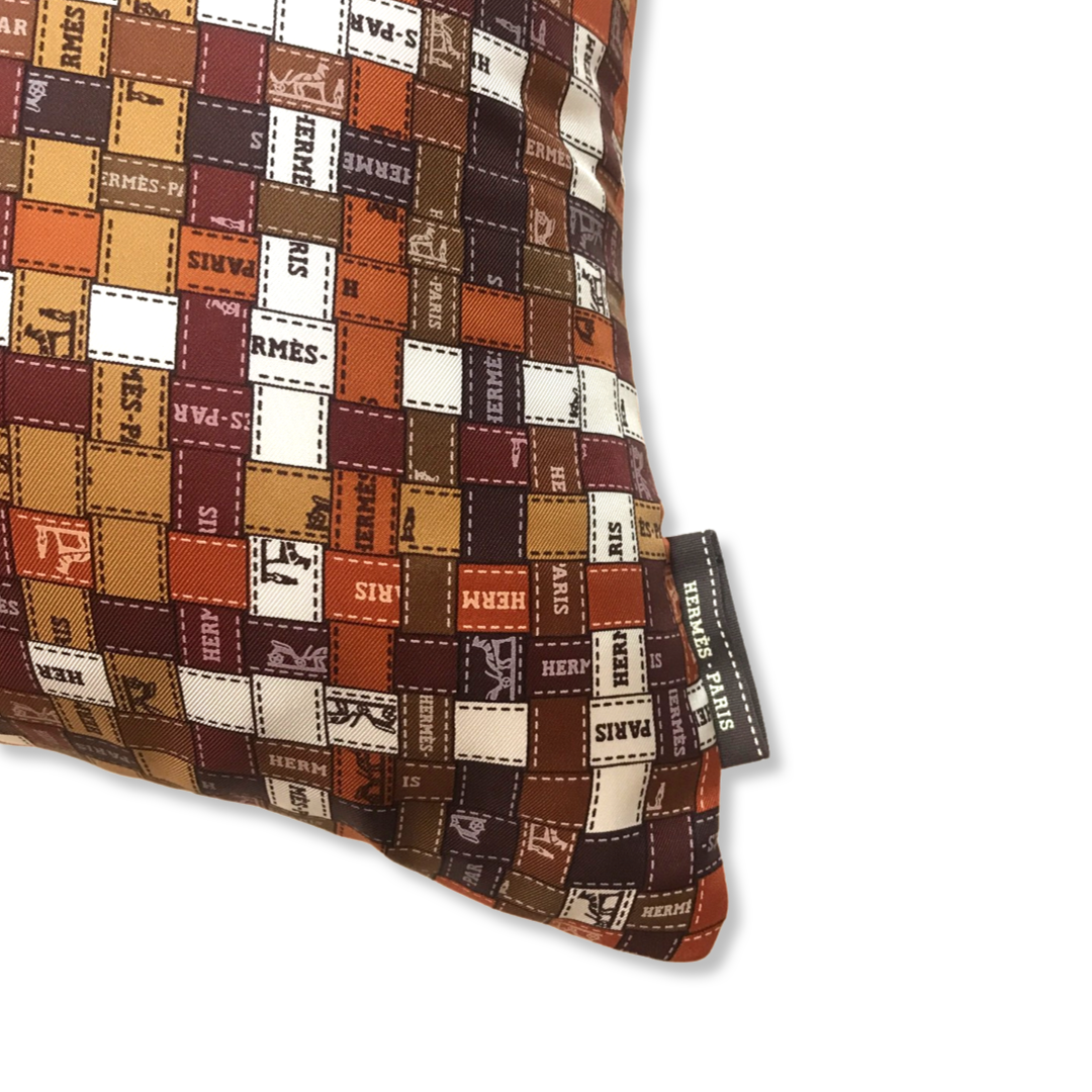 Bolduc Au Carré Vintage Silk Scarf Lumbar Pillow 35"