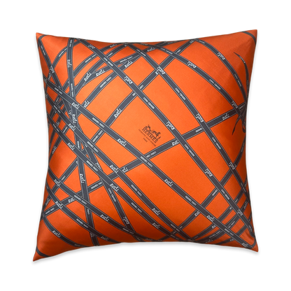 Hermes Bolduc Ribbon Orange Scarf | Hermes Pillows exclusively at Vintage Luxe Up