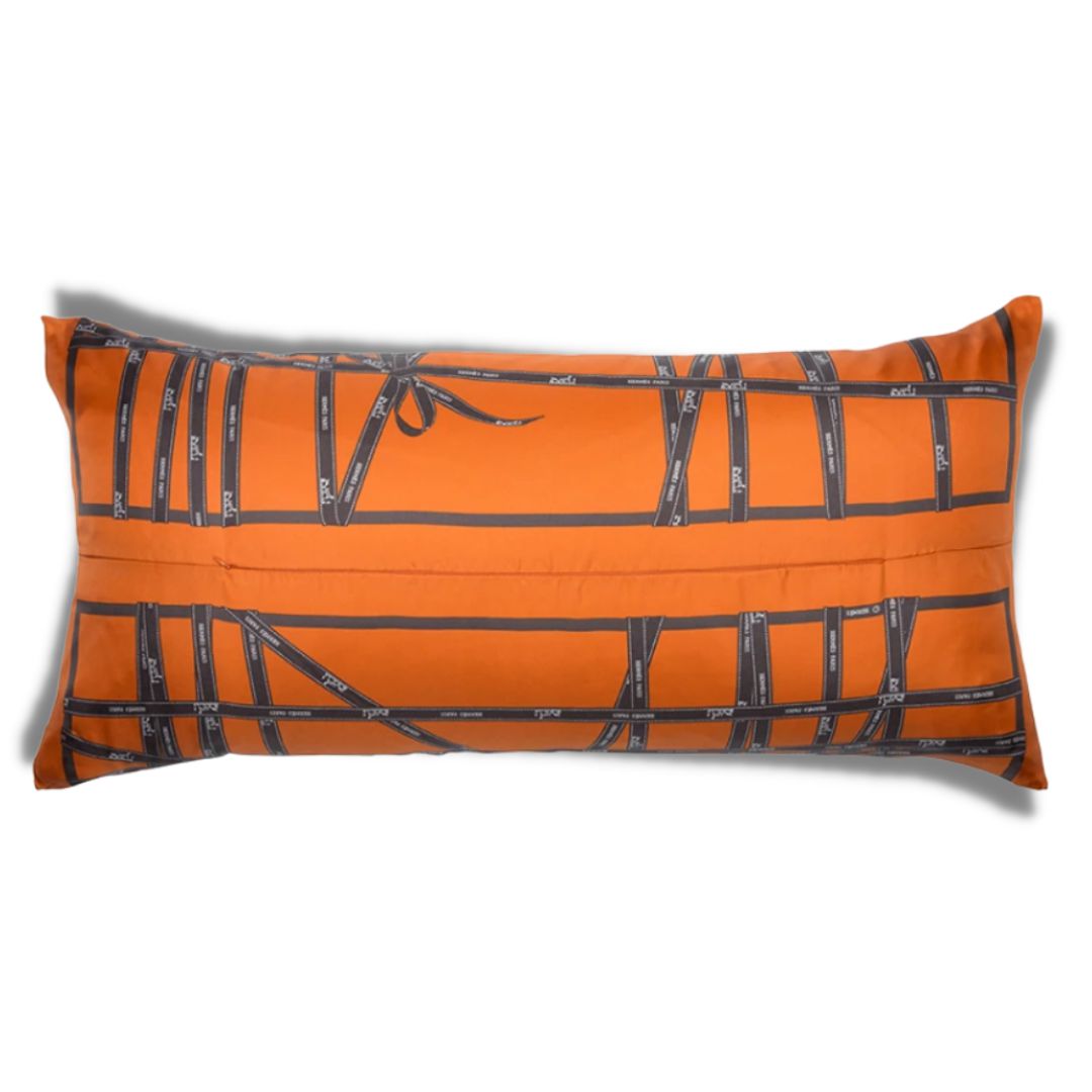 Bolduc Ribbon Vintage Silk Scarf Lumbar Pillow 35"