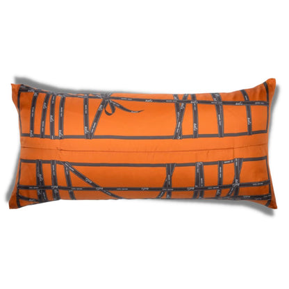 Bolduc Ribbon Vintage Silk Scarf Lumbar Pillow 35"
