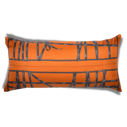 Bolduc Ribbon Vintage Silk Scarf Lumbar Pillow 35"