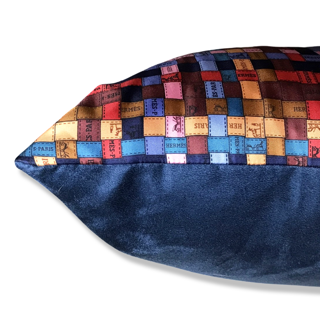 Bolduc au Carré Vintage Silk Scarf Lumbar Pillows 35"