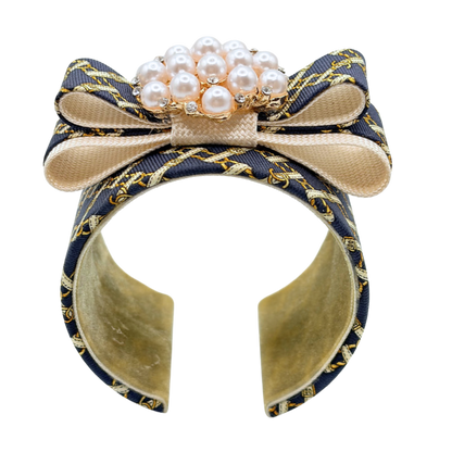CC Belt & Chain Vintage Silk Necktie Cuff Bracelet