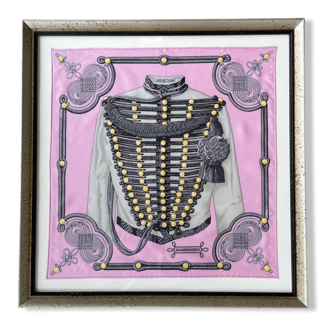 Brandebourgs Framed Vintage Silk Scarf 20"