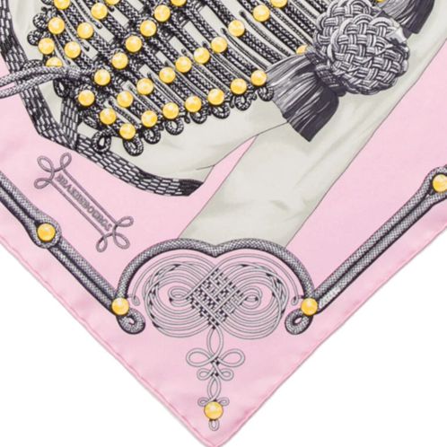 Brandebourgs Framed Vintage Silk Scarf 20"