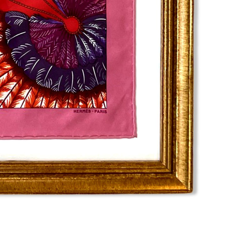 Brazil Detail Framed Vintage Silk Scarf 20"