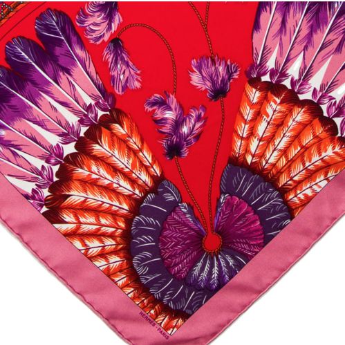 Brazil Detail Framed Vintage Silk Scarf 20"