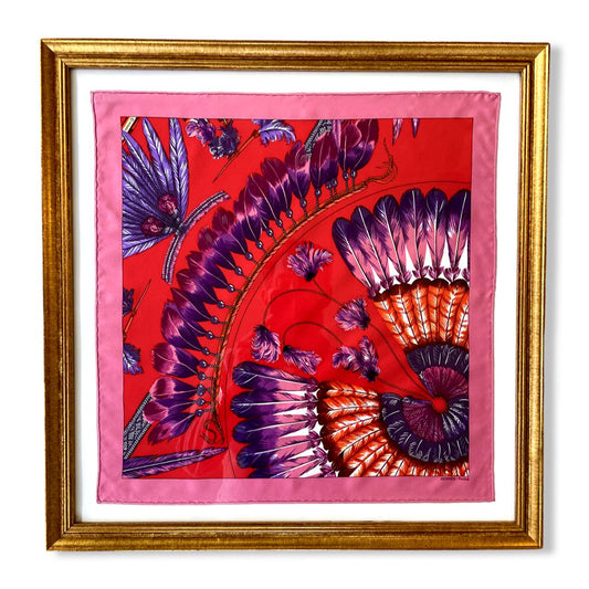 Framed Hermes Scarf Brazil Detail Framed Vintage Silk Scarf 20" Vintage Hermes at Vintage Luxe Up
