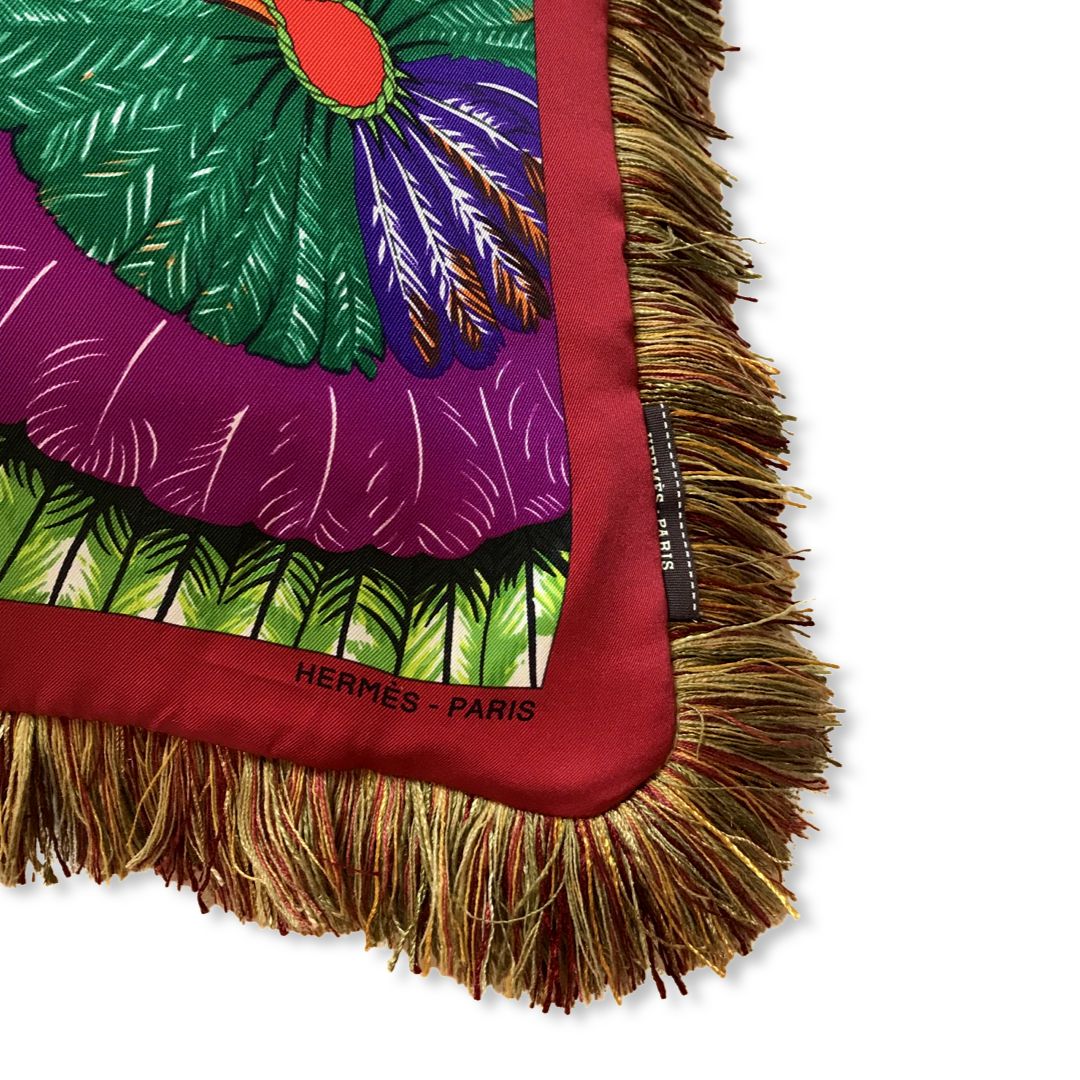 Brazil Detail Vintage Silk Scarf Pillow 28"